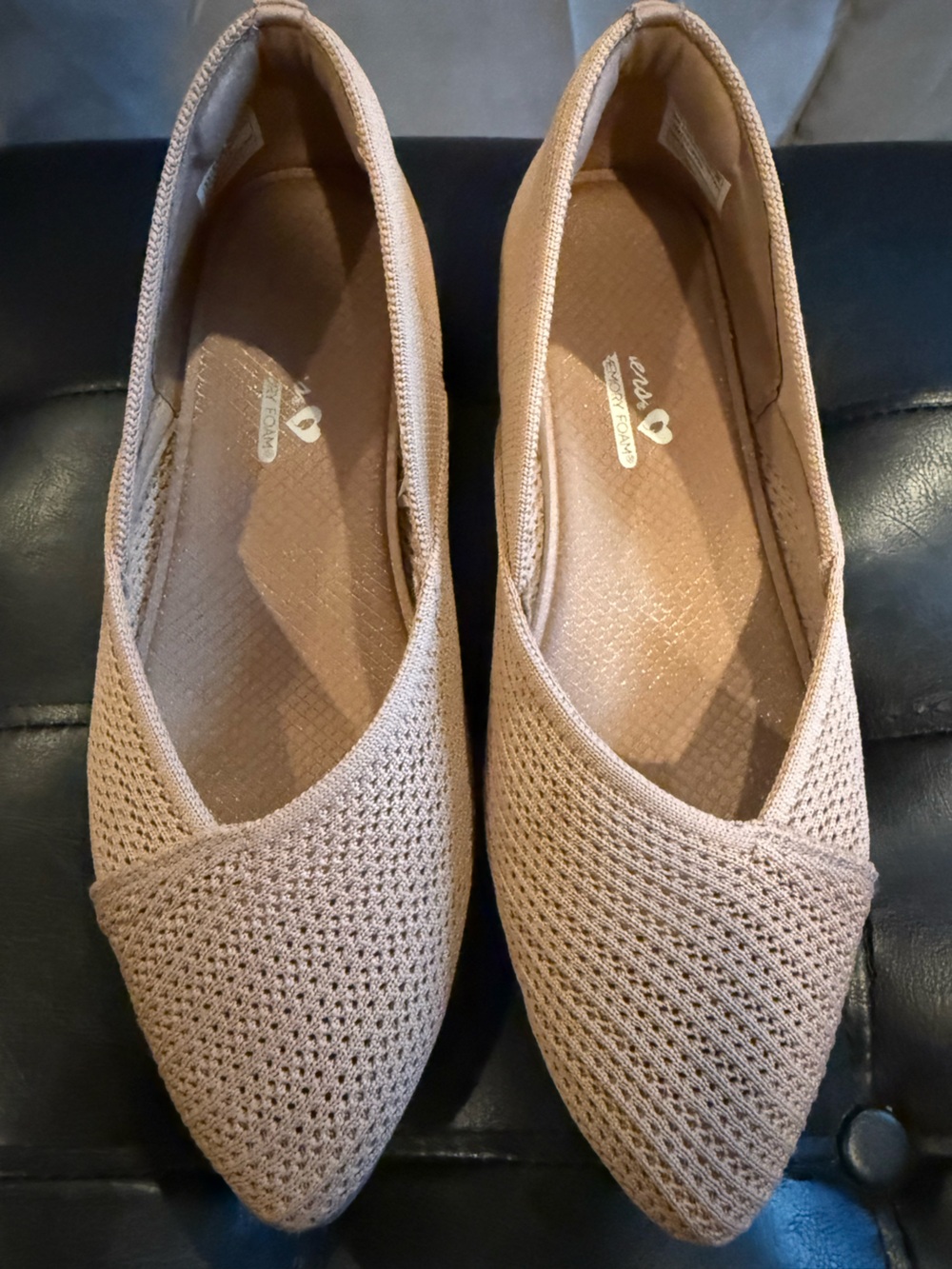 Skechers Women's Knit Slip-On Flats in Taupe 8.5